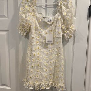 White Lace Daisy Mini Dress